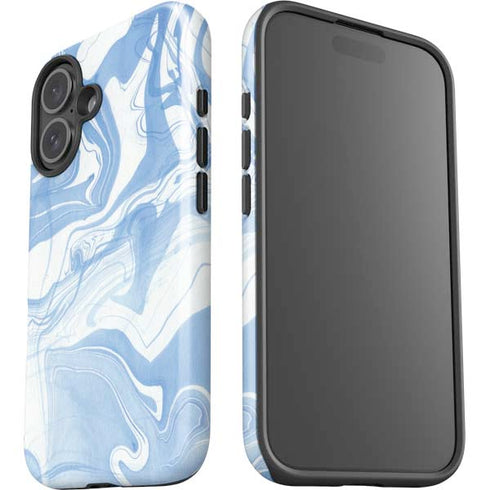 Blue Marbling iPhone 16 Plus Impact Case