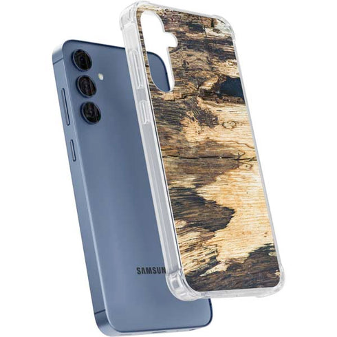 Blue Resin Wood Galaxy A35 5G Clear Case