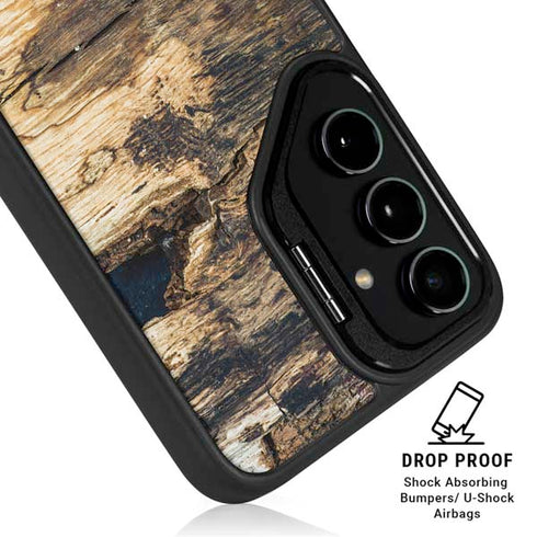 Blue Resin Wood Galaxy S25 Kickstand Case