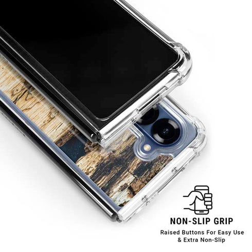 Blue Resin Wood Galaxy Z Fold6 Clear Case