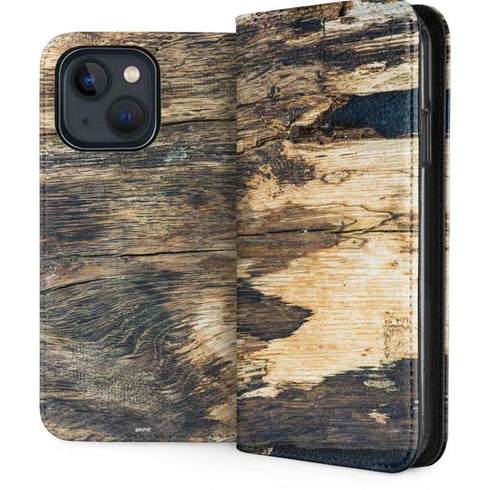 Blue Resin Wood iPhone 14 Plus Folio Case