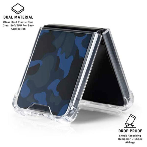 Blue Street Camo Galaxy Z Flip6 Clear Case