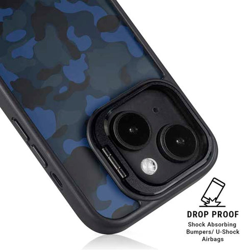 Blue Street Camo iPhone 15 Kickstand Case