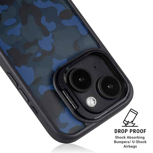 Blue Street Camo iPhone 15 Plus Kickstand Case
