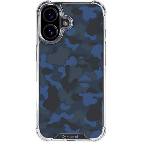 Blue Street Camo iPhone 16 Clear Case