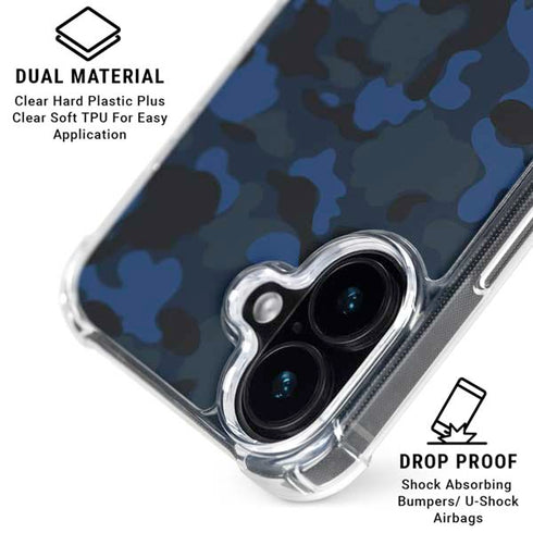 Blue Street Camo iPhone 16 Clear Case