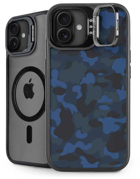 Blue Street Camo iPhone 16 Plus Kickstand Case