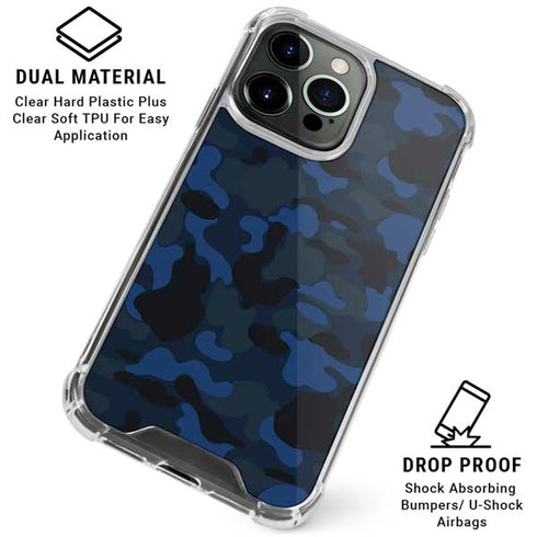 Blue Street Camo iPhone 16 Pro Clear Case