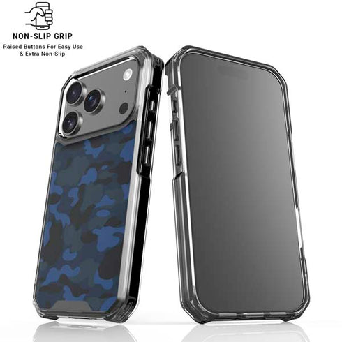 Blue Street Camo iPhone 18 Pro Clear Case