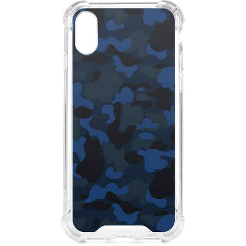 Blue Street Camo iPhone XS Clear Case