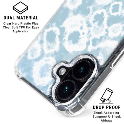 Blue Tie Dye iPhone 16 Clear Case
