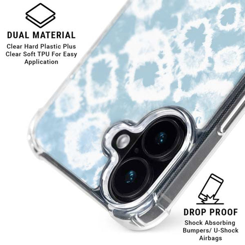 Blue Tie Dye iPhone 16 Plus Clear Case
