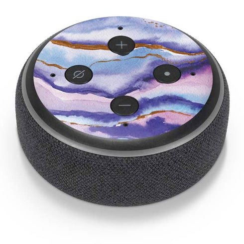 Blue Violet Watercolor Geode Amazon Echo Dot Skin