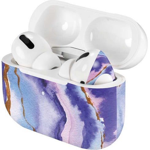 Blue Violet Watercolor Geode AirPods Skins