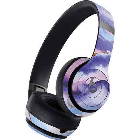 Blue Violet Watercolor Geode Beats Solo 4 Wireless Headphones Skin