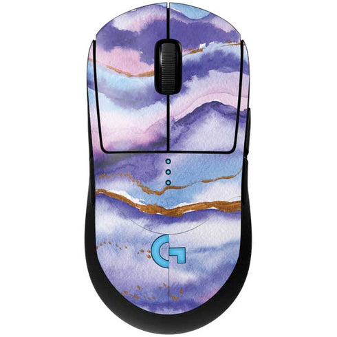 Blue Violet Watercolor Geode G Pro Wireless Gaming Mouse Skin