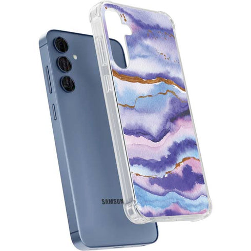 Blue Violet Watercolor Geode Galaxy A55 5G Clear Case