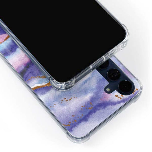 Blue Violet Watercolor Geode Galaxy A55 5G Clear Case