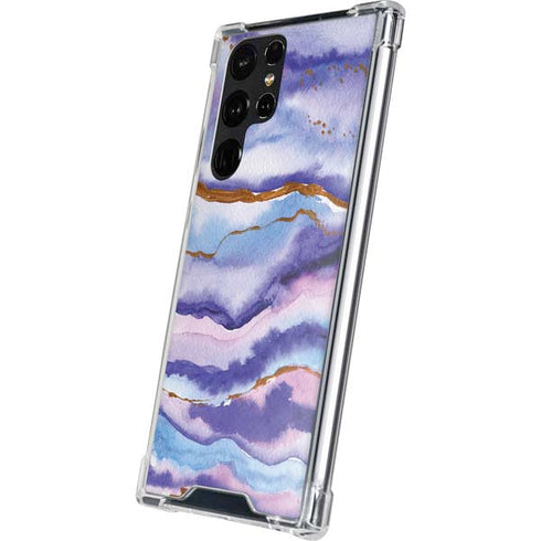 Blue Violet Watercolor Geode Galaxy S23 Ultra Clear Case