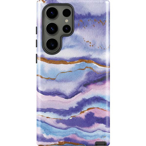 Blue Violet Watercolor Geode Galaxy S23 Ultra Pro Case