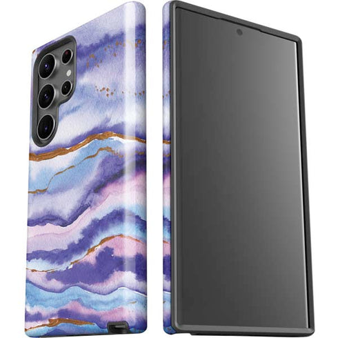 Blue Violet Watercolor Geode Galaxy S23 Ultra Pro Case