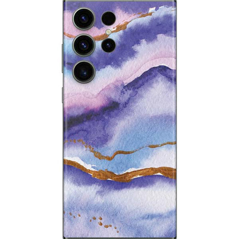 Blue Violet Watercolor Geode Galaxy Skins
