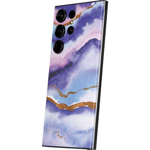 Blue Violet Watercolor Geode Galaxy Skins