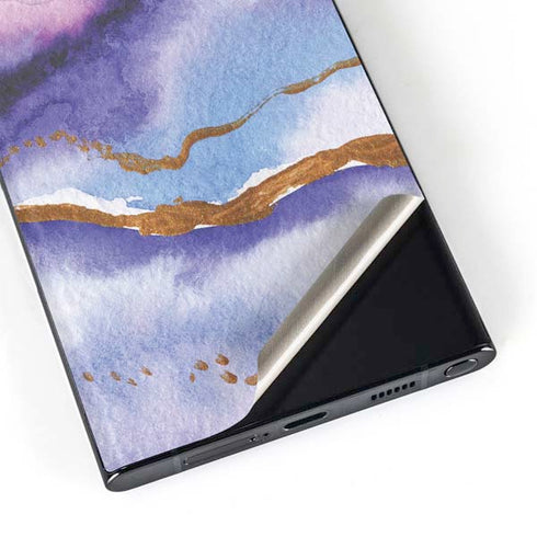 Blue Violet Watercolor Geode Galaxy Skins