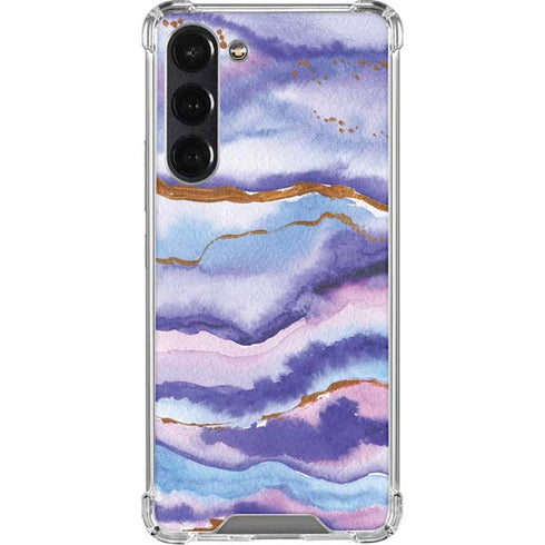 Blue Violet Watercolor Geode Galaxy S24 FE Clear Case