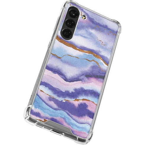 Blue Violet Watercolor Geode Galaxy S24 FE Clear Case