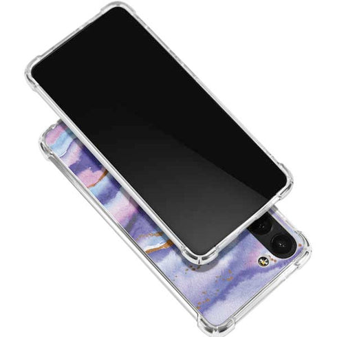 Blue Violet Watercolor Geode Galaxy S24 FE Clear Case