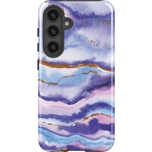 Blue Violet Watercolor Geode Galaxy S25 Impact Case