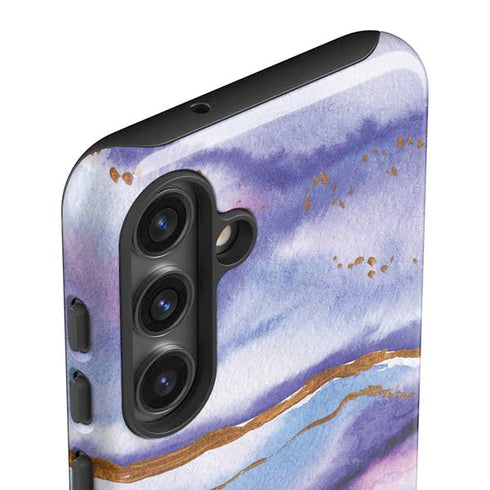 Blue Violet Watercolor Geode Galaxy S25 Impact Case