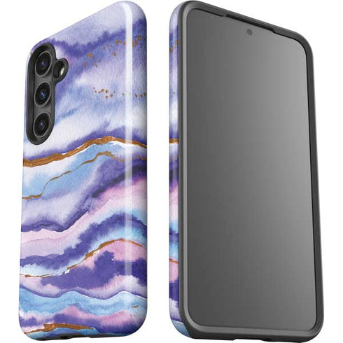 Blue Violet Watercolor Geode Galaxy S25 Impact Case