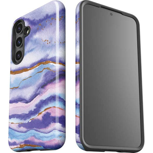 Blue Violet Watercolor Geode Galaxy S25 Plus Impact Case