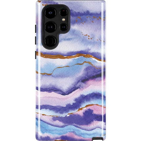 Blue Violet Watercolor Geode Galaxy Cases