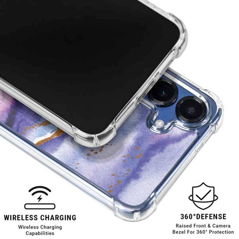 Blue Violet Watercolor Geode Galaxy S25 Clear Case