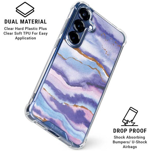 Blue Violet Watercolor Geode Galaxy S25 Clear Case