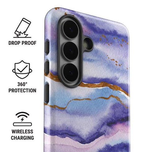 Blue Violet Watercolor Geode Galaxy S26 Impact Case