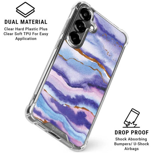 Blue Violet Watercolor Geode Galaxy S26 Plus Clear Case