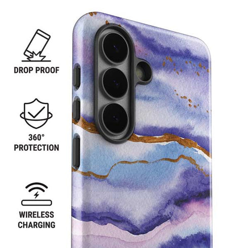 Blue Violet Watercolor Geode Galaxy S26 Plus Impact Case