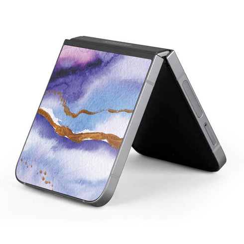 Blue Violet Watercolor Geode Galaxy Z Flip6 Skin