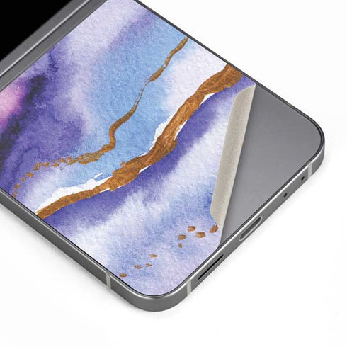 Blue Violet Watercolor Geode Galaxy Z Flip6 Skin