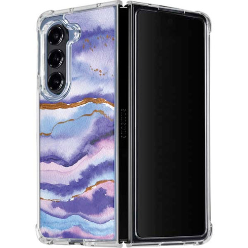 Blue Violet Watercolor Geode Galaxy Z Fold5 5G Clear Case
