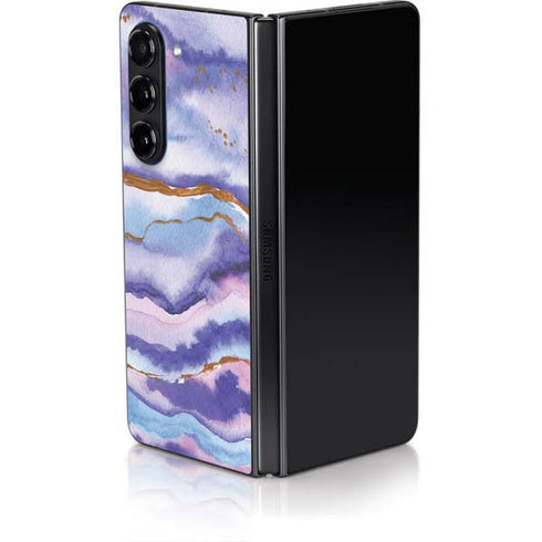 Blue Violet Watercolor Geode Galaxy Z Fold5 5G Skin