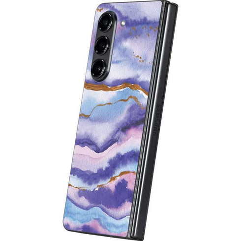 Blue Violet Watercolor Geode Galaxy Z Fold5 5G Skin