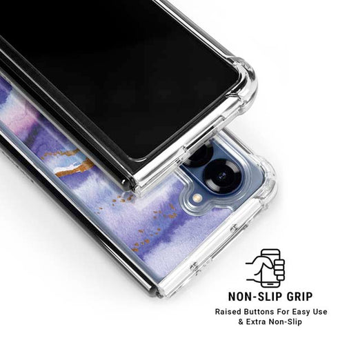 Blue Violet Watercolor Geode Galaxy Z Fold6 Clear Case
