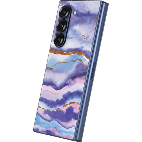 Blue Violet Watercolor Geode Galaxy Z Fold6 Skin
