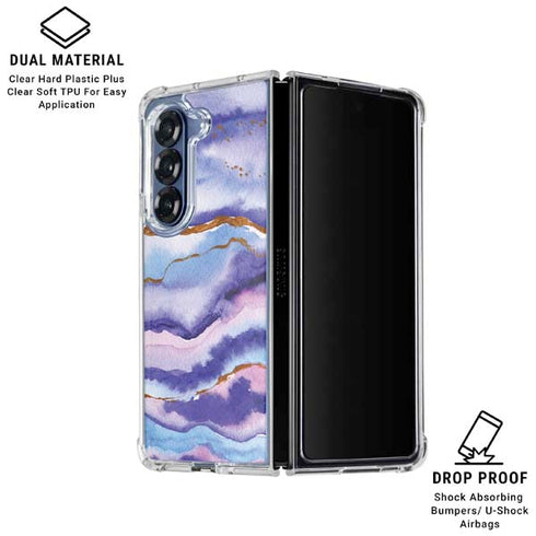 Blue Violet Watercolor Geode Galaxy Z Fold7 Clear Case