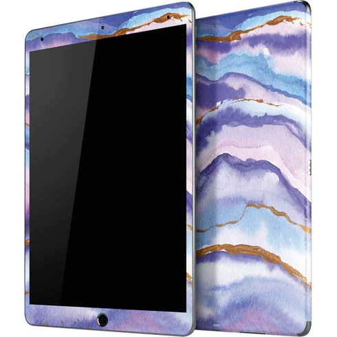 Blue Violet Watercolor Geode iPad Skins